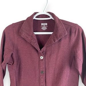 Duluth Trading Button Up Jacket Womens XS Purple Cotton‎ Nylon Blend Stretch
